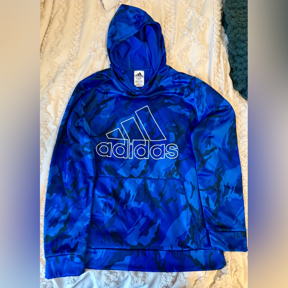 Kids Adidas Vibrant Blue Camouflage Hoodie XL 18-20